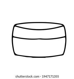 Simple hand cream container, Hand-drawn. Hand and nail care. Vector illustration isolated on white background.