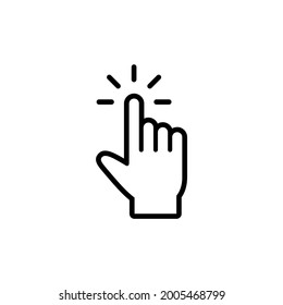 Simple Hand Cursor Icon Illustration Design, Mouse Pointer Cursor Symbol with Outlined Style Template Vector