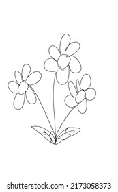 A Simple  Hand draw Flowers Line Art design