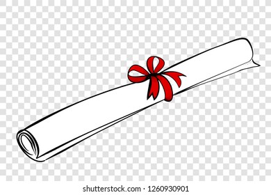 simple hand draw sketch of certificate and ribbon