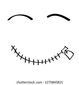 simple Hand Draw Sketch Keep Silent and smile, isolated on white
