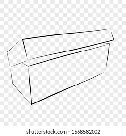 Simple Hand Draw Sketch Template Vector Black Shoe Box, at Transparent Effect Background
