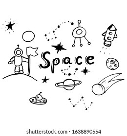 Simple hand draw space set. 