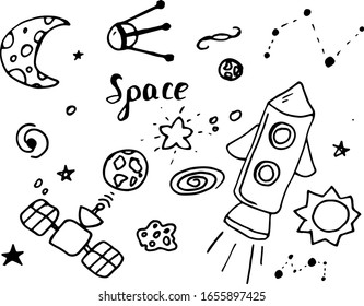 Simple hand draw space set. 
