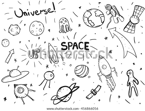 Simple Hand Draw Space Set Easy Stock Vector Royalty Free 456866056