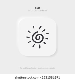 Eenvoudige hand tekenen zon icoon set. Shine zonnestraal set. Zonnetekening icoon ingesteld. Gele zon ster iconen collectie. Zomer, zonlicht, natuur, lucht. Vectorillustratie geïsoleerd op een witte achtergrond.
