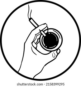 Simple Hand Drawing of Coffe and Cigarette Logo