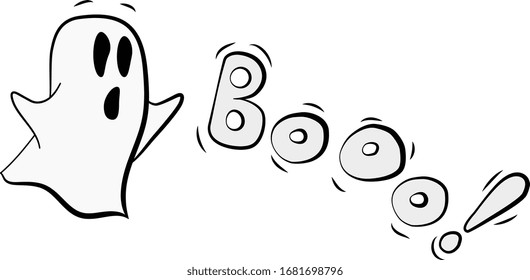 simple dibujo a mano fantasmas gritos "boo" adorable ilustración para pegatinas o tatuajes