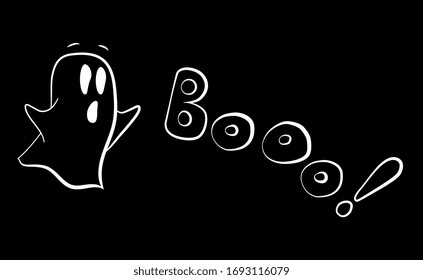 simple dibujo a mano fantasmas gritos "botín" líneas blancas sobre fondo negro lindo ilustrarion para pegatinas postal o impresión