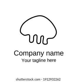 Simple hand drawing jellyfish logo design. Vector illustration