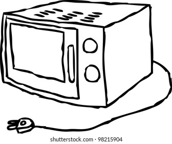 simple hand drawing of microwave