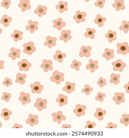 simple hand drawing seamless flowers pattern, repeat patterns, floral illustration