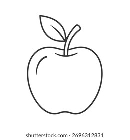 Icono de manzana dibujado a mano simple con hoja