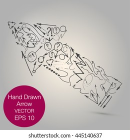 Simple hand drawn arrows set made in vector