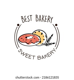 Sencillos rotuladores del logo de la panadería dibujados a mano