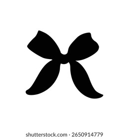 Simple hand drawn black ribbon bow collection. Bowknot for decoration, big set of bowtie. Large retro ribbon illustration set. Set of various cartoon bow knots, gift ribbons. Valentines day. Knot, tie