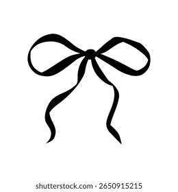 Simples mão desenhada preto fita arco coleção. Bowknot para decoração, grande conjunto de bowtie. Conjunto grande de ilustrações da faixa de opções retro. Conjunto de vários nós de arco de desenho animado, fitas de presente. Dia dos Namorados. Nó, gravata