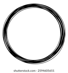 Simple hand drawn black round frame brush strokes