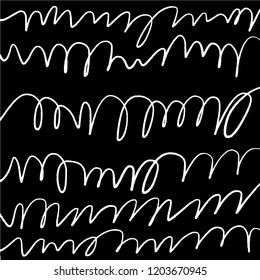 Simple hand drawn black and white pattern with stripes. Monochrome print for clothes, textile, wrapping paper and other. Vector illustration, EPS