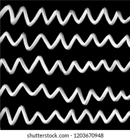 Simple hand drawn black and white pattern with stripes. Monochrome print for clothes, textile, wrapping paper and other. Vector illustration, EPS