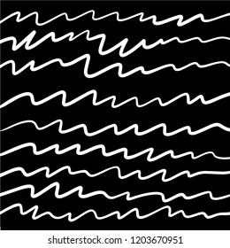 Simple hand drawn black and white pattern with stripes. Monochrome print for clothes, textile, wrapping paper and other. Vector illustration, EPS
