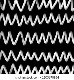 Simple hand drawn black and white pattern with stripes. Monochrome print for clothes, textile, wrapping paper and other. Vector illustration, EPS