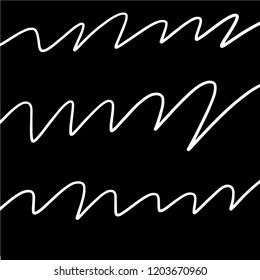 Simple hand drawn black and white pattern with stripes. Monochrome print for clothes, textile, wrapping paper and other. Vector illustration, EPS
