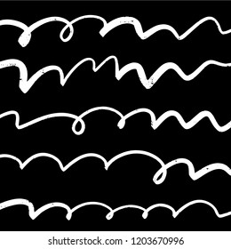 Simple hand drawn black and white pattern with stripes. Monochrome print for clothes, textile, wrapping paper and other. Vector illustration, EPS