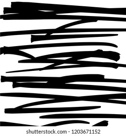 Simple hand drawn black and white pattern with stripes. Monochrome print for clothes, textile, wrapping paper and other. Vector illustration, EPS