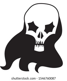 Simple hand drawn black and white skull