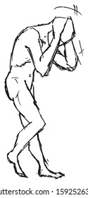 Simple hand drawn black and white trendy line art body