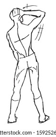 Simple hand drawn black and white trendy line art body