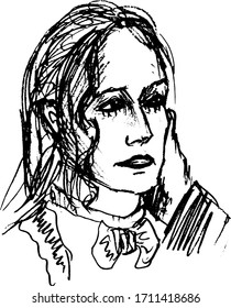 Sencillo retrato de línea de tendencia blanca y negra dibujado a mano
