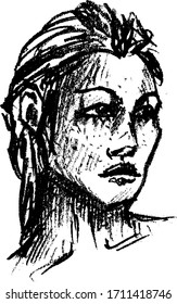 Sencillo retrato de línea de tendencia blanca y negra dibujado a mano