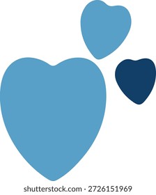 Einfache handgezeichnete blaue Herz Formen Set