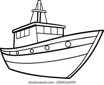 Simple hand drawn boat outline illustration