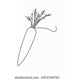Zanahoria dibujada a mano simple aislada sobre fondo blanco. diseño de arte de línea