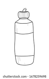 Dibujo a mano simple doodle ilustración de crema para el rostro y el cuerpo aislados en fondo blanco. Protección de crema para cuidados faciales las 24 horas.Elemento para carteles decorativos, postales, web, publicidad.