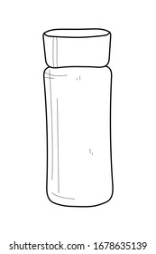 Dibujo a mano simple doodle ilustración de crema para el rostro y el cuerpo aislados en fondo blanco. Protección de crema para cuidados faciales las 24 horas.Elemento para carteles decorativos, postales, web, publicidad.