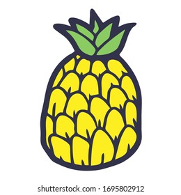 Simple hand drawn cartoon pineapple illustration