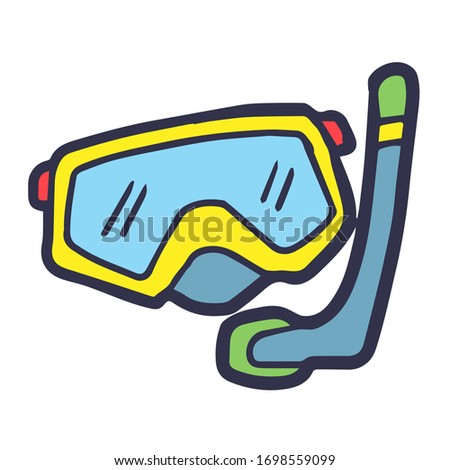 Simple hand drawn cartoon snorkling