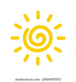 Simple hand drawn cartoon sun. morning weather decorative elements for children