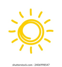 Simple hand drawn cartoon sun. morning weather decorative elements for children
