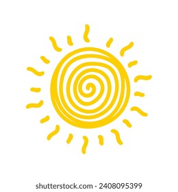 Simple hand drawn cartoon sun. morning weather decorative elements for children
