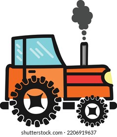 Simple Hand Drawn Cartoon Tractor