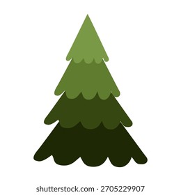 Simple dibujado a mano árbol de Navidad aislado en blanco. Abeto del año Nuevo en estilo plano lindo de la historieta. Ilustración vectorial de coníferas 