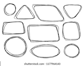Simple hand drawn circle template. Round doodle vector sketch elements