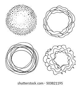 Simple hand drawn circle template. Round doodle vector sketch elements