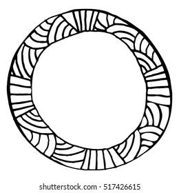 Simple hand drawn circle template. Round doodle vector sketch element