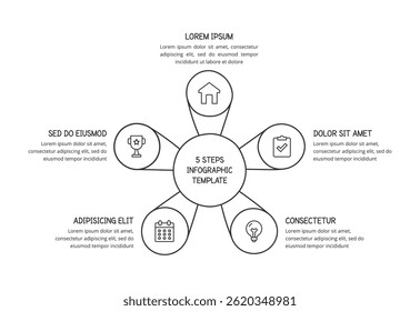 Simple hand drawn circular diagram five elements, vector eps10 illustration